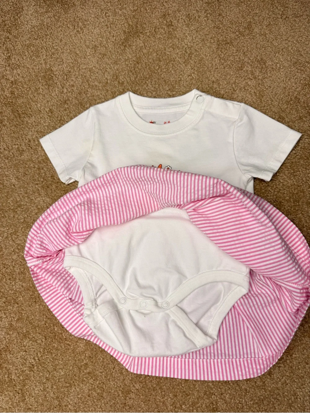 Off-White Kids Baby Girls Pink Striped Dress Bodysuit 9-12M 80cm Portugal